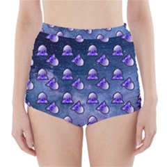 Kawaii Space Rocket Pattern High-waisted Bikini Bottoms by snowwhitegirl