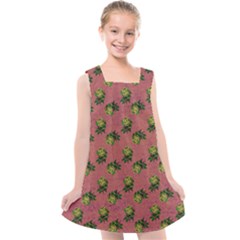Pink Denim And Roses Kids  Cross Back Dress by snowwhitegirl