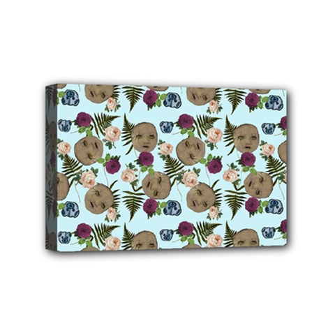 Cracked Doll Pattern Blue Mini Canvas 6  X 4  (stretched) by snowwhitegirl
