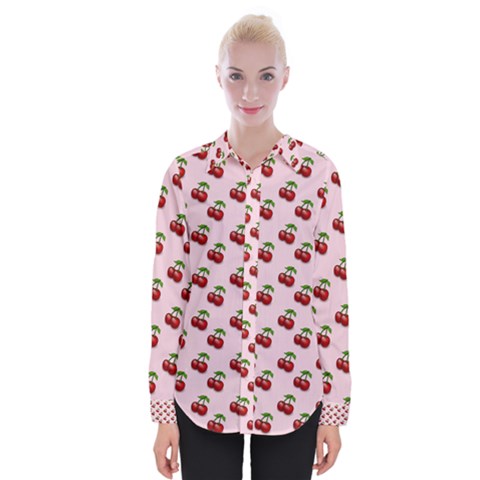 Retro Pink Cherries Womens Long Sleeve Shirt by snowwhitegirl