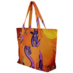Funny Giraffe In The Night Zip Up Canvas Bag by FantasyWorld7
