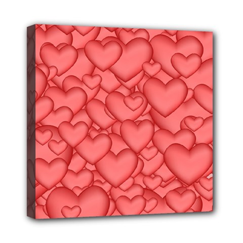 Hearts Love Valentine Mini Canvas 8  X 8  (stretched) by HermanTelo