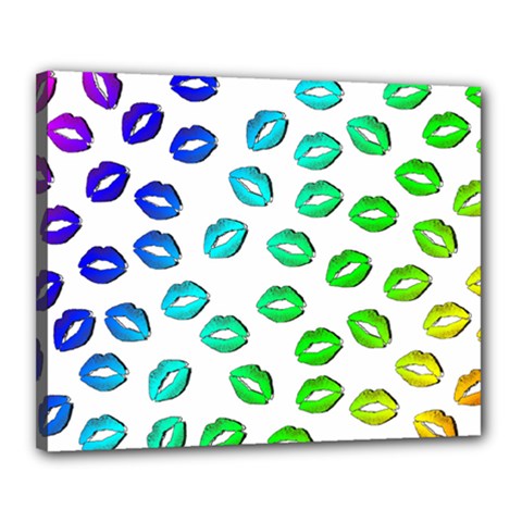 Kiss Mouth Lips Colors Canvas 20  X 16  (stretched) by HermanTelo