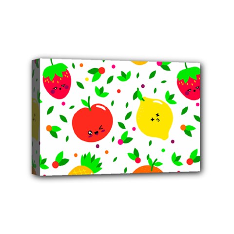 Pattern Fruits Orange Green Mini Canvas 6  X 4  (stretched) by HermanTelo