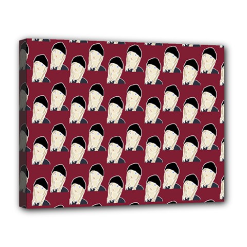 Beanie Boy Pattern Red Canvas 14  X 11  (stretched) by snowwhitegirl