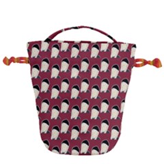 Beanie Boy Pattern Red Drawstring Bucket Bag by snowwhitegirl