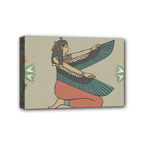 Egyptian Woman Wings Design Mini Canvas 6  X 4  (stretched) by Sapixe