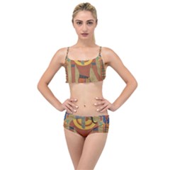 Egyptian Tutunkhamun Pharaoh Design Layered Top Bikini Set by Sapixe