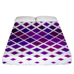 Pattern Square Purple Horizontal Fitted Sheet (king Size) by HermanTelo