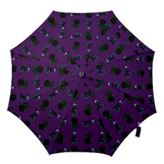 Gothic Girl Rose Purple Pattern Hook Handle Umbrellas (medium) by snowwhitegirl