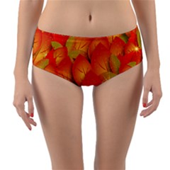 Pattern Texture Leaf Reversible Mid-waist Bikini Bottoms by HermanTelo