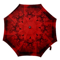 Awesome Creepy Skull With Crowm In Red Colors Hook Handle Umbrellas (small) by FantasyWorld7