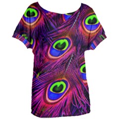 Peacock Feathers Color Plumage Women s Oversized Tee by HermanTelo