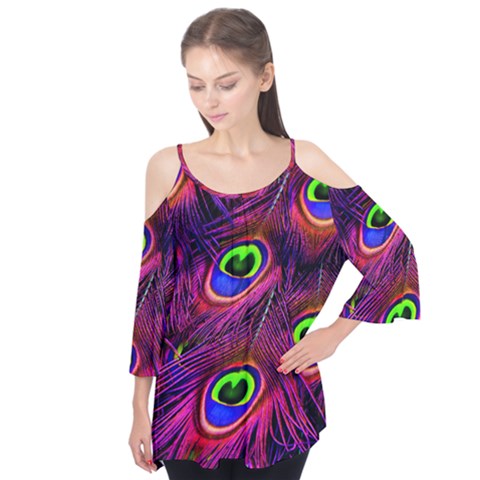 Peacock Feathers Color Plumage Flutter Tees by HermanTelo