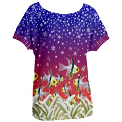Sea Snow Christmas Coral Fish Women s Oversized Tee by HermanTelo