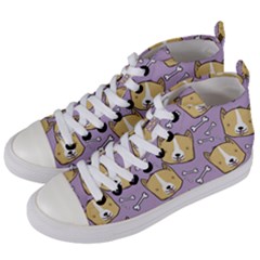 Corgi Pattern Women s Mid-top Canvas Sneakers by Sapixe
