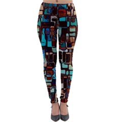 Stained Glass Mosaic Abstract Lightweight Velour Leggings by Sapixe