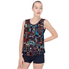 Stained Glass Mosaic Abstract Bubble Hem Chiffon Tank Top by Sapixe