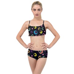 Abstract Background Retro Layered Top Bikini Set by Sapixe