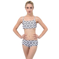 Pattern Star Repeating Black White Layered Top Bikini Set by Sapixe