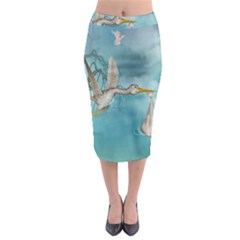 Cute Baby Is Coming With Stork Midi Pencil Skirt by FantasyWorld7