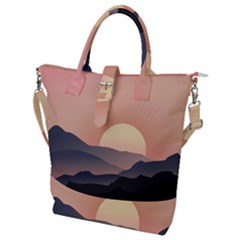 Sunset Sky Sun Graphics Buckle Top Tote Bag by HermanTelo