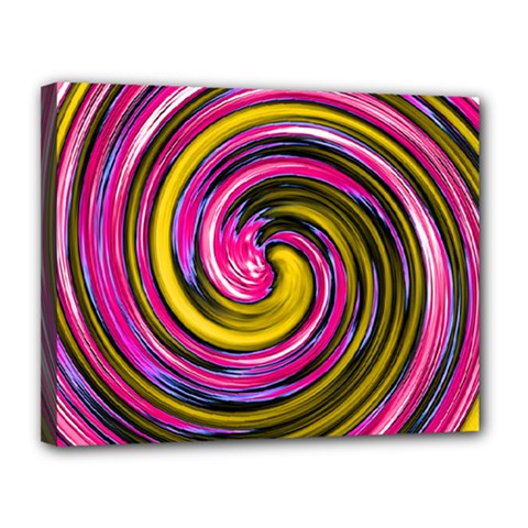 Swirl Vortex Motion Pink Yellow Canvas 14  X 11  (stretched) by HermanTelo