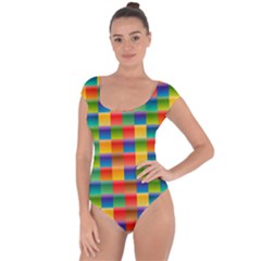 Background Colorful Abstract Short Sleeve Leotard  by Bajindul