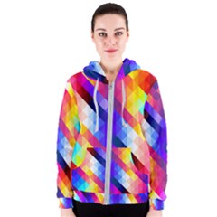 Abstract Blue Background Colorful Pattern Women s Zipper Hoodie by Bajindul