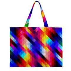 Abstract Blue Background Colorful Pattern Zipper Mini Tote Bag by Bajindul