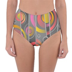 Abstract Colorful Background Grey Reversible High-waist Bikini Bottoms by Bajindul
