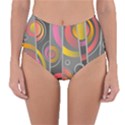 Abstract Colorful Background Grey Reversible High-Waist Bikini Bottoms View1
