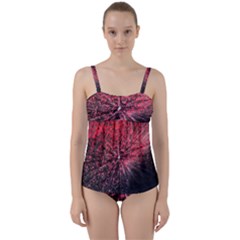 Abstract Background Wallpaper Twist Front Tankini Set by Bajindul