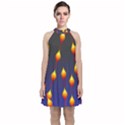 Flower Buds Floral Night Velvet Halter Neckline Dress  View1