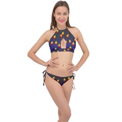 Flower Buds Floral Night Cross Front Halter Bikini Set by Bajindul