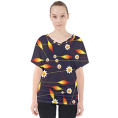 Flower Buds Floral Background V-neck Dolman Drape Top by Bajindul
