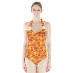 Background Triangle Circle Abstract Halter Swimsuit by Bajindul