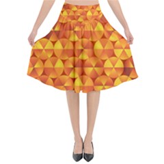 Background Triangle Circle Abstract Flared Midi Skirt by Bajindul