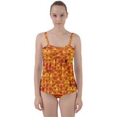 Background Triangle Circle Abstract Twist Front Tankini Set by Bajindul