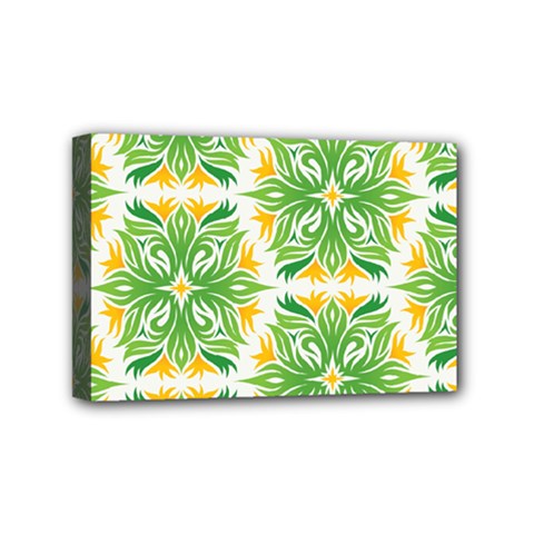 Green Pattern Retro Wallpaper Mini Canvas 6  X 4  (stretched) by Bajindul