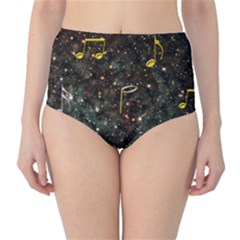 Music Clef Musical Note Background Classic High-waist Bikini Bottoms by Bajindul