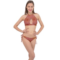 Pattern Background Structure Cross Front Halter Bikini Set by Bajindul