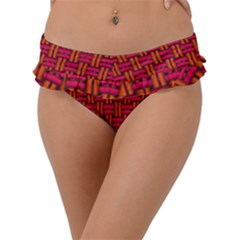Pattern Red Background Structure Frill Bikini Bottom by Bajindul