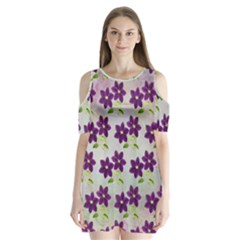 Purple Flower Shoulder Cutout Velvet One Piece by Bajindul