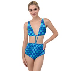 Pattern Graphic Background Image Blue Tied Up Two Piece Swimsuit by Bajindul