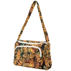 Sculpture Art Temple Tower Front Pocket Crossbody Bag by Pakrebo