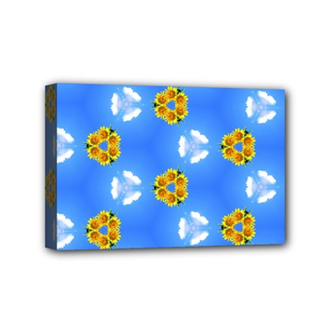 Pattern Sequence Motif Design Plan Flowers Mini Canvas 6  X 4  (stretched) by Pakrebo