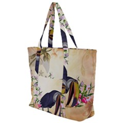 Funny Coutan With Flowers Zip Up Canvas Bag by FantasyWorld7
