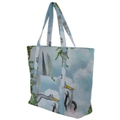 Funny Stork With Creepy Snake Baby Zip Up Canvas Bag by FantasyWorld7