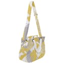 Ochre yellow and grey abstract Rope Handles Shoulder Strap Bag View2
